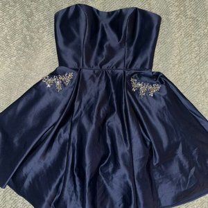 Royal Blue Short Strapless Prom Dress